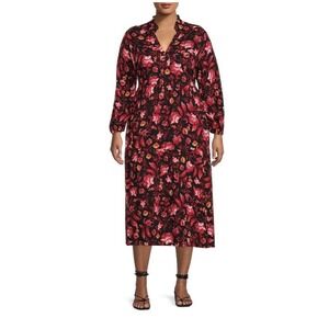 Terra & Sky Floral Maxi Dress Size 2X Romantic Whimsigoth Cottage Modest Fall‎